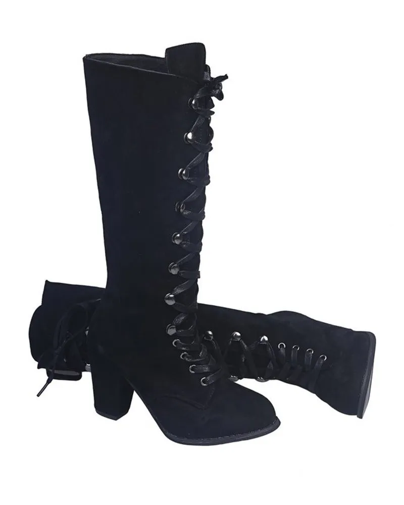 Lace up Chunky Heel Boots