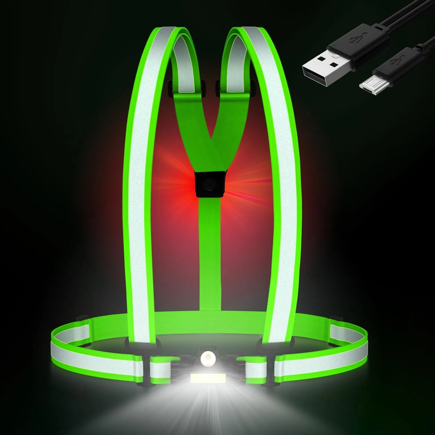 LED Reflective Vest,Light Up Running Vest,Led Vest,Light Vest for Running at Night,Lighted Running Vest,Running Lights for Runners