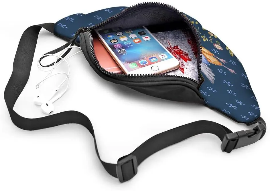 Leisure Sports Crossbody Fanny Pack Waist Bag For Women Men Cute Owl Flying Flower Floral Woodland Leaf Grass Wallets Belt Bag With Earphone Jack Zipper Bag Phone Bag For Outdoor