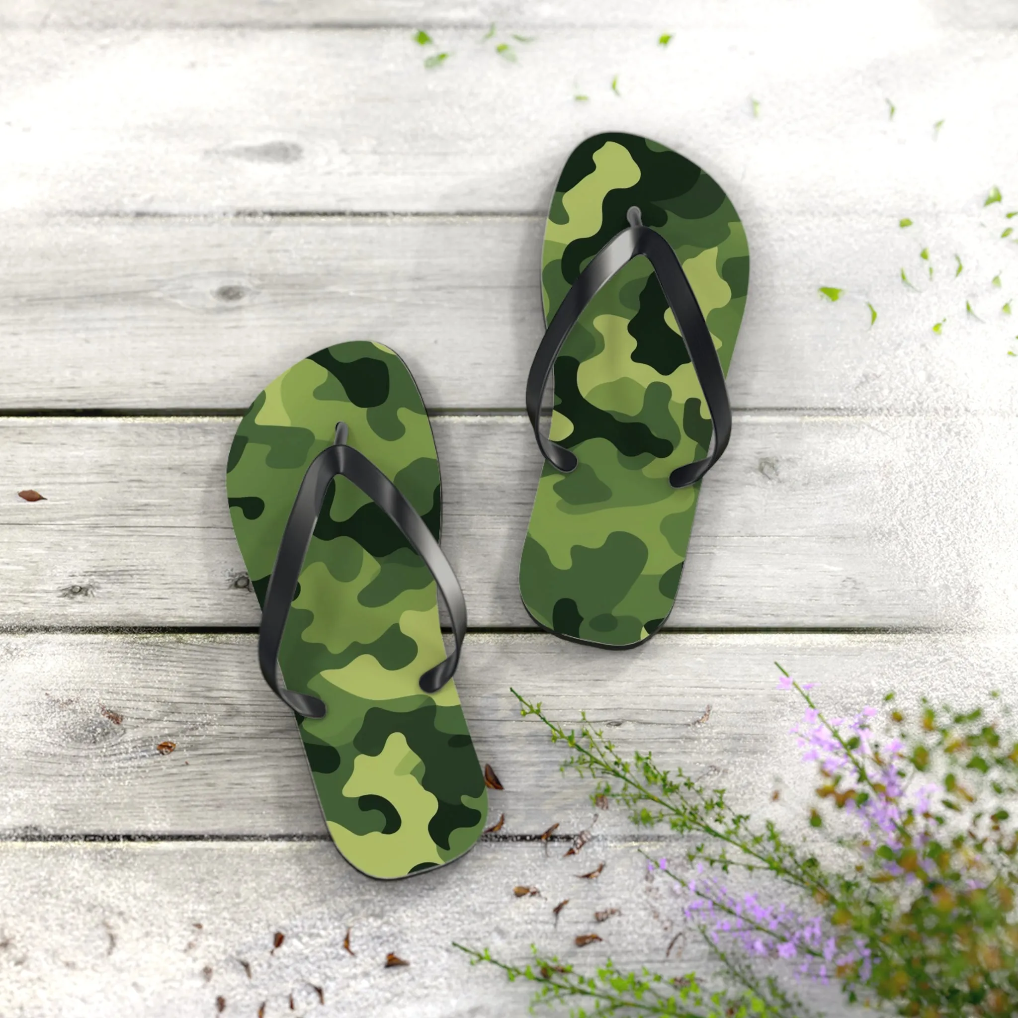 Light Green Camo Flip Flops