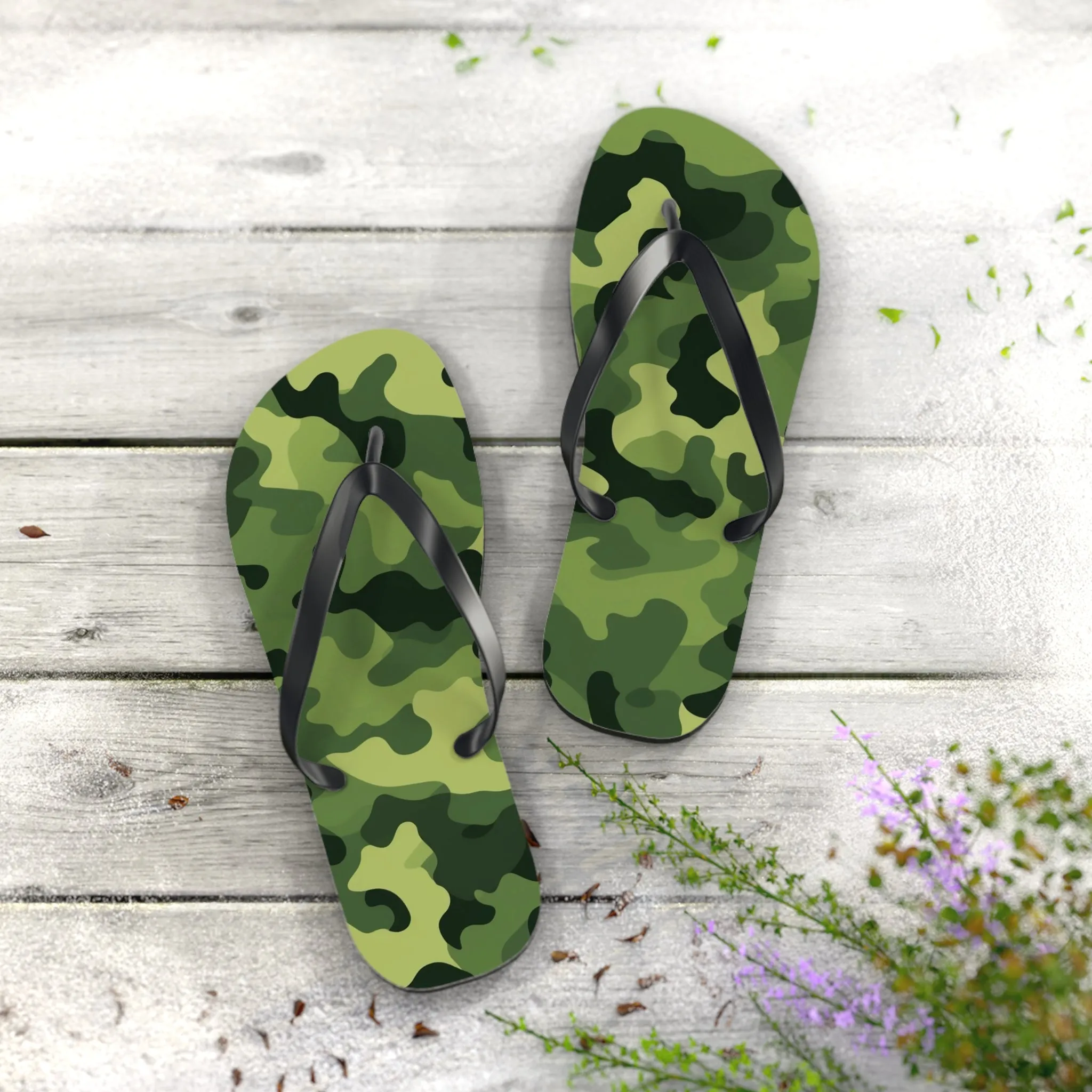 Light Green Camo Flip Flops