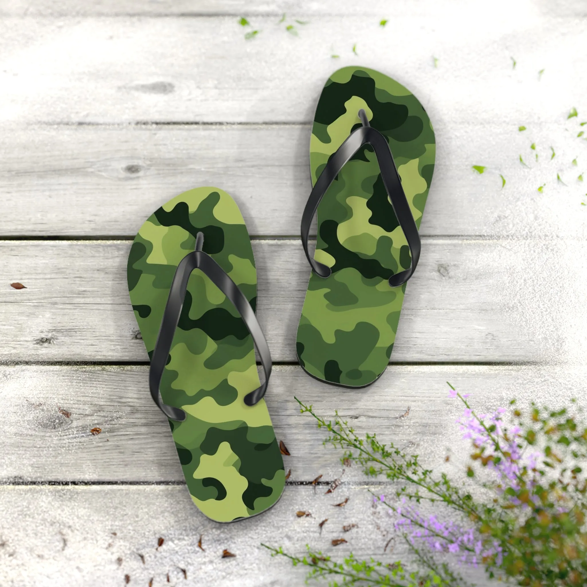 Light Green Camo Flip Flops
