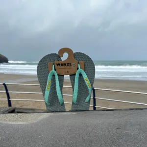LIGHT GREY - Mens non plastic, biodegradable, rubber flip flops made in the UK.