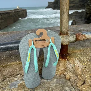 LIGHT GREY - Women's non plastic, biodegradable, rubber flip flops made in the UK.