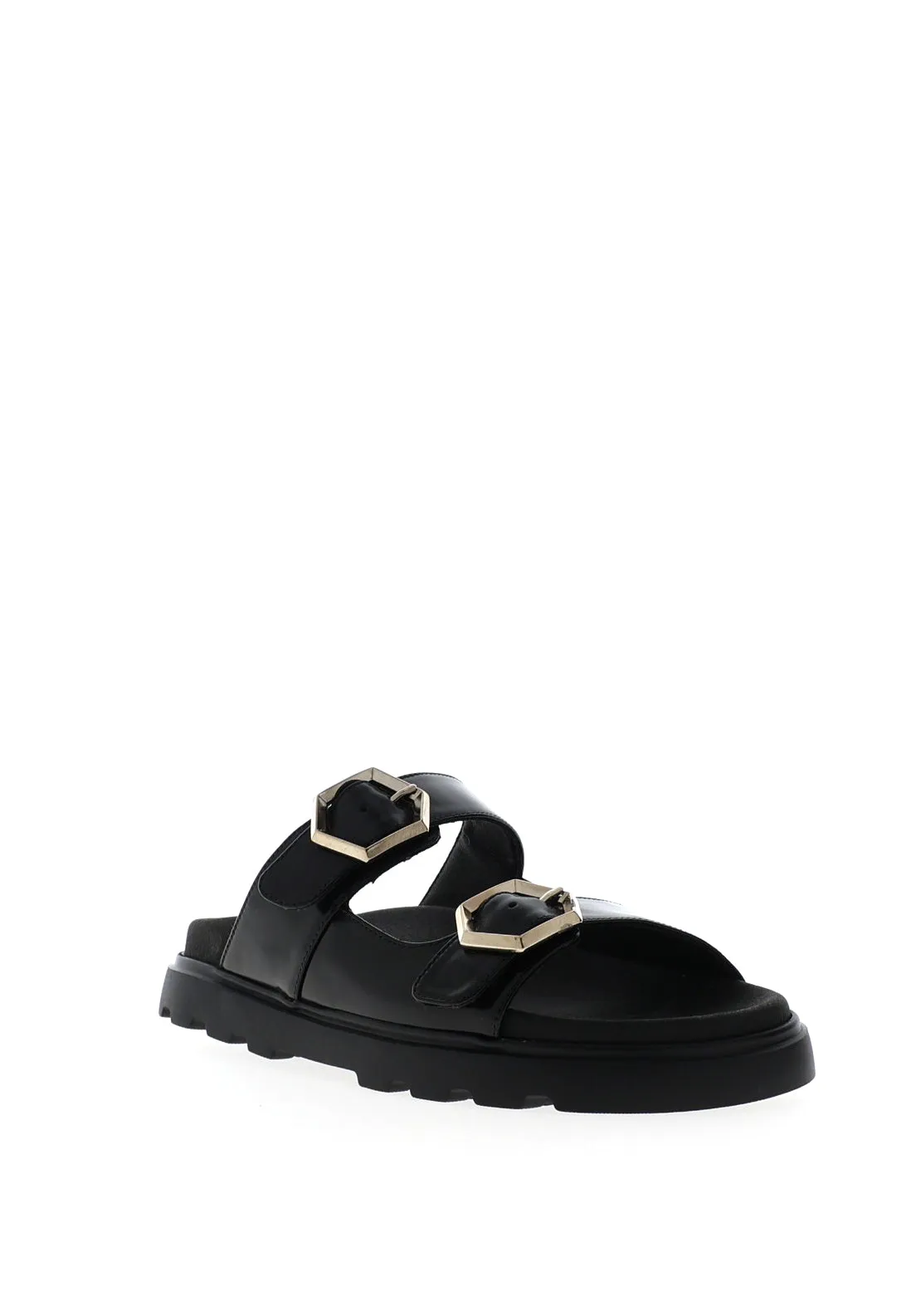Lodi Leather Double Strap Mule Sandals, Black