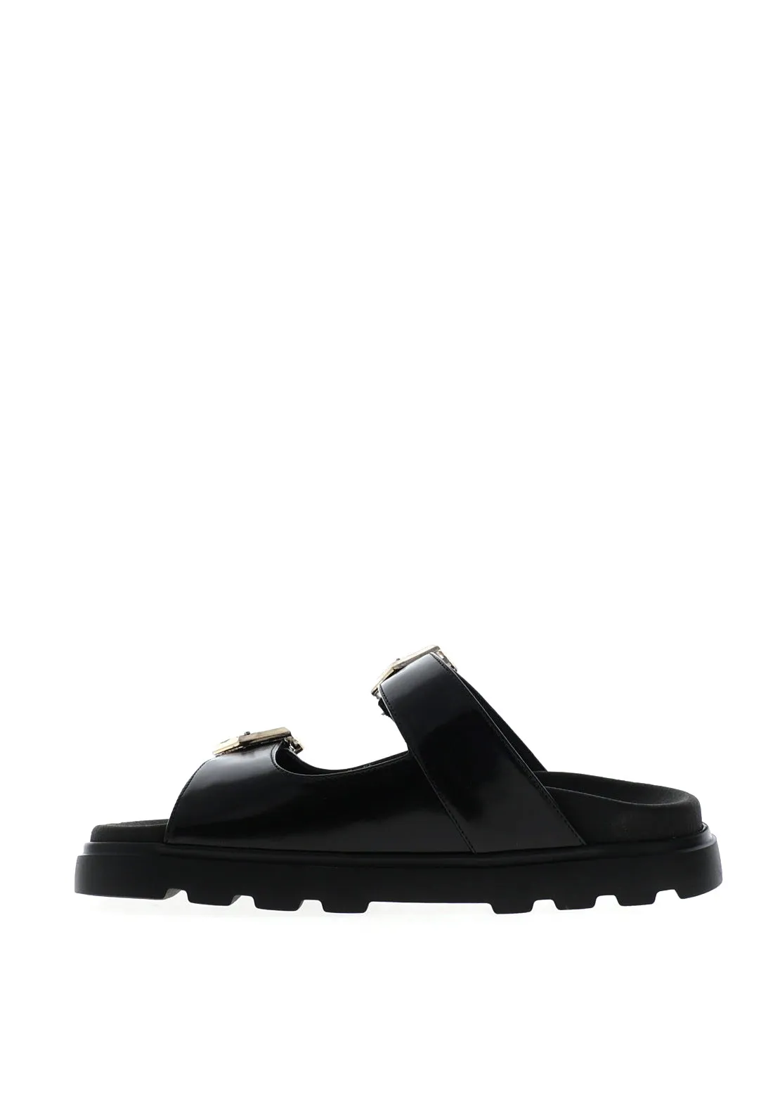 Lodi Leather Double Strap Mule Sandals, Black