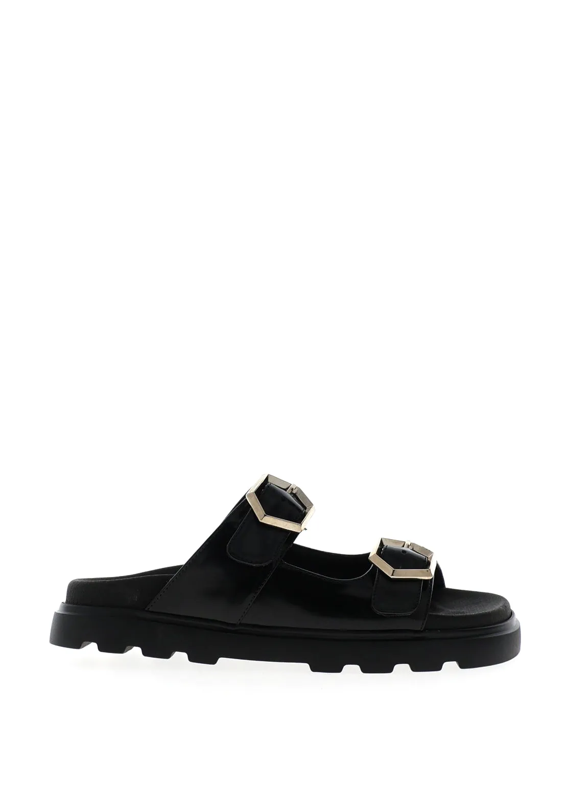 Lodi Leather Double Strap Mule Sandals, Black