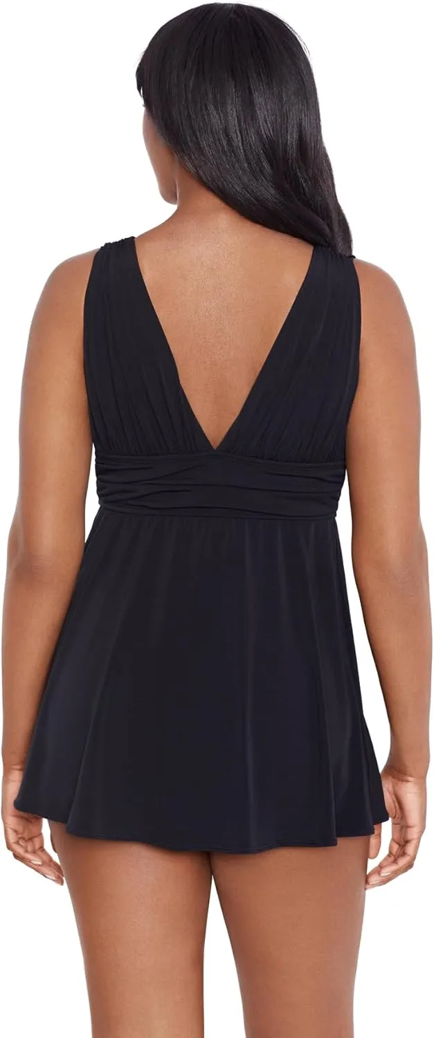 Longitude Women's Swimwear Ruffle Goddess Long Torso Soft Cup One Piece Swimdress