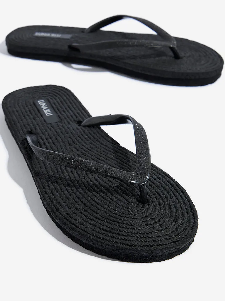 LUNA BLU Black Textured Flip-Flop