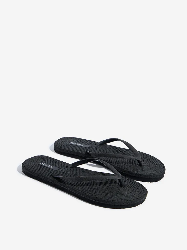 LUNA BLU Black Textured Flip-Flop