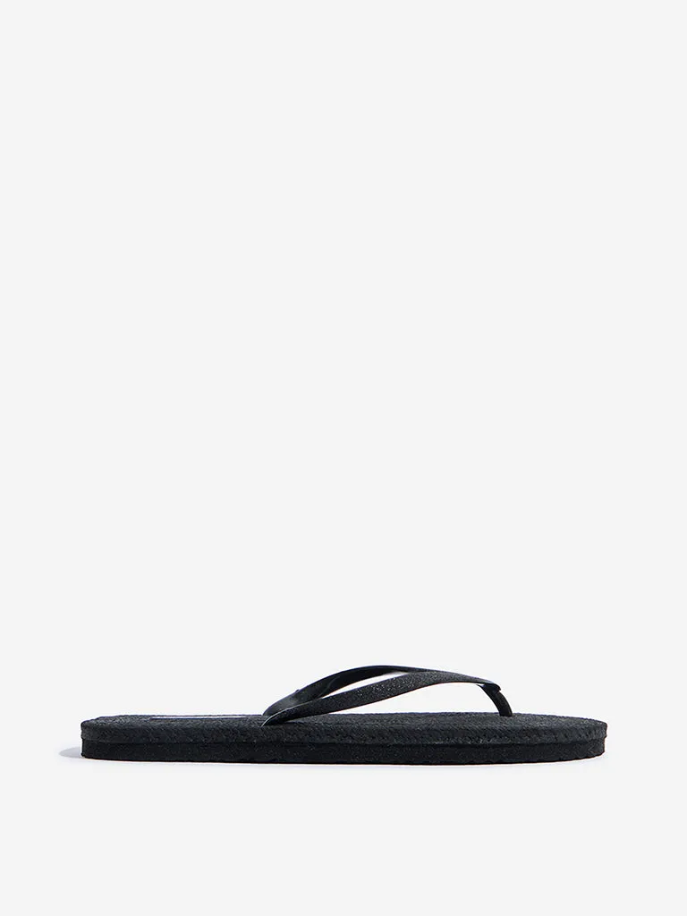 LUNA BLU Black Textured Flip-Flop