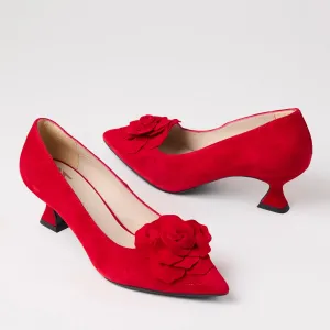 Marian Red Suede Leather Court Shoes