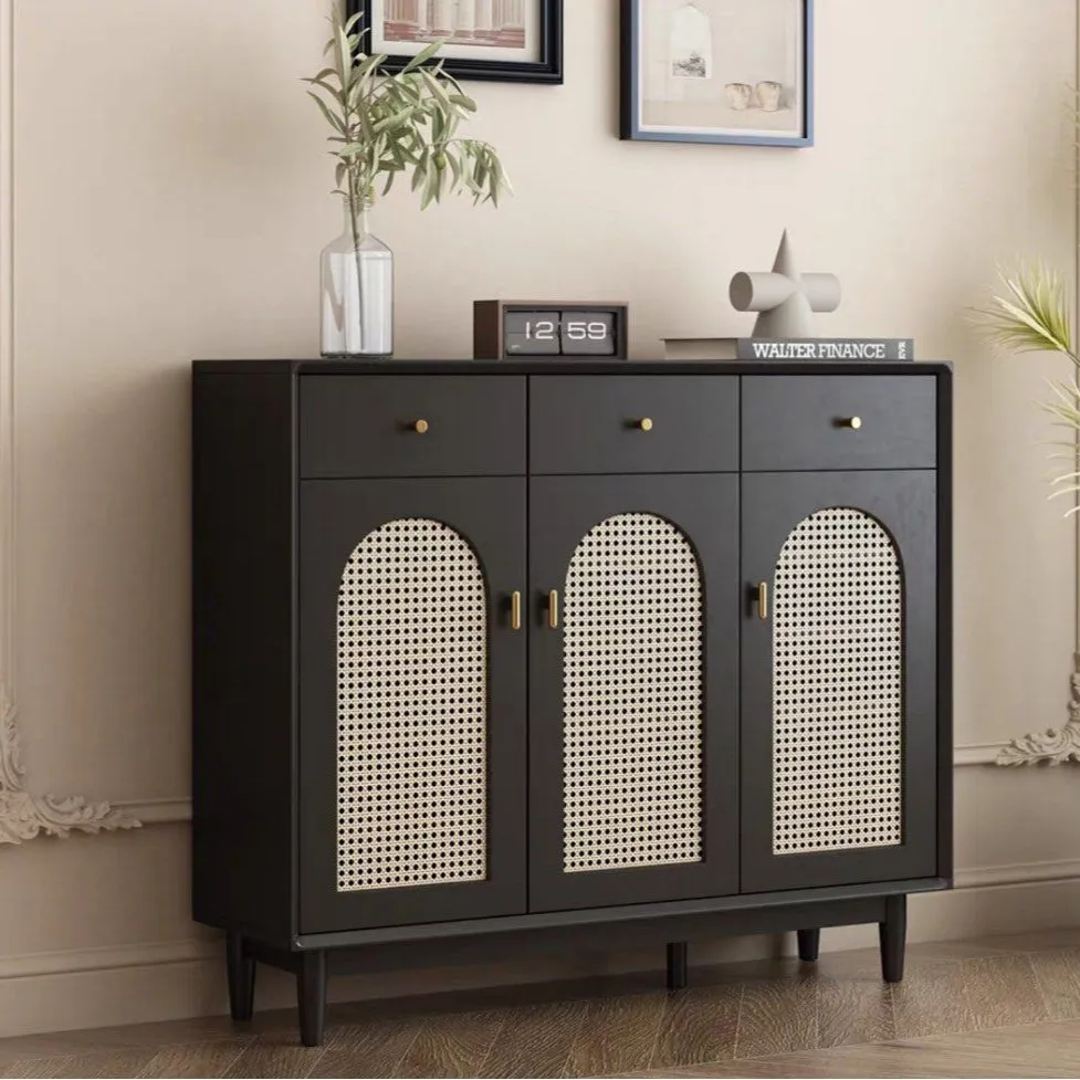 MASEY Modern Rattan Shoe Cabinet