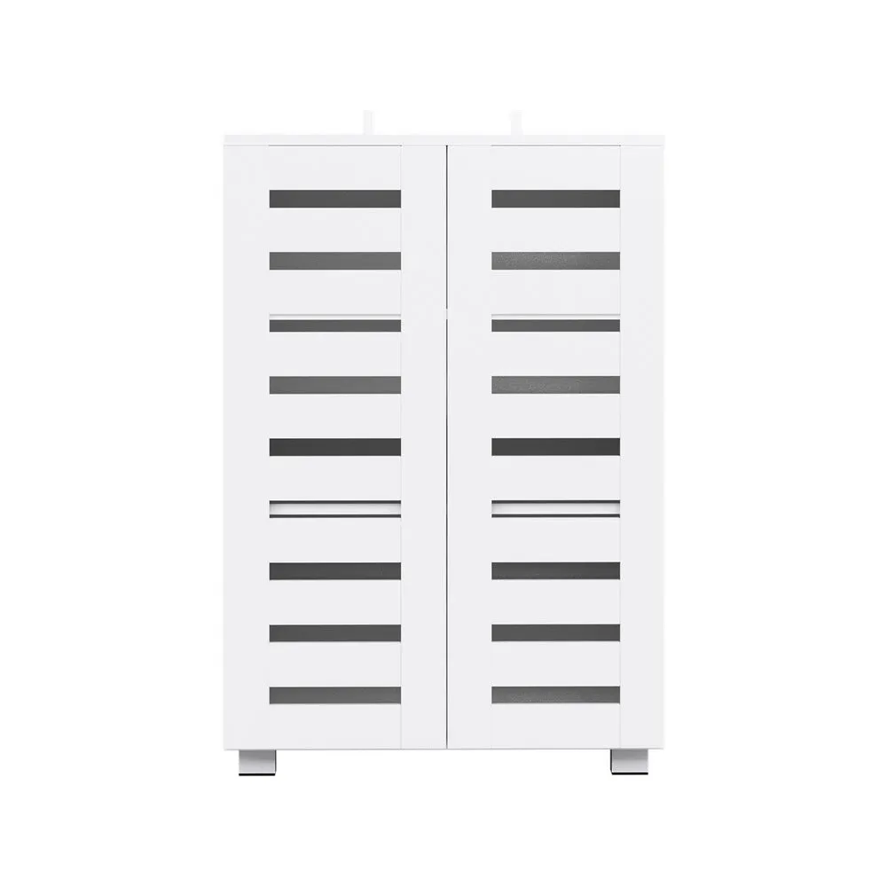Modern 5 Tier Shoe Cabinet with 2 Ventilated Doors - White
