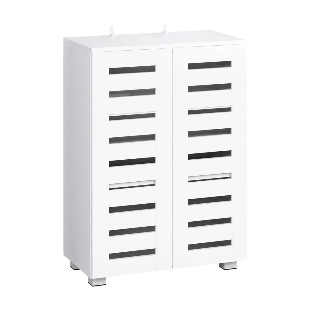 Modern 5 Tier Shoe Cabinet with 2 Ventilated Doors - White