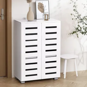 Modern 5 Tier Shoe Cabinet with 2 Ventilated Doors - White