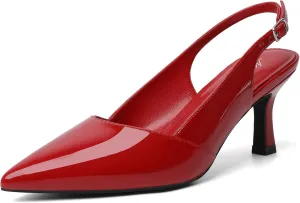 Mostrin Kitten Heels for Women Slingback Pointed Closed Toe Heels Women's Pumps Shoes for Wedding, Party, Commuting