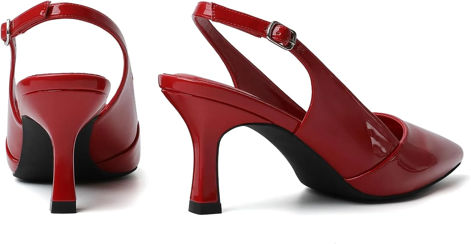 Mostrin Kitten Heels for Women Slingback Pointed Closed Toe Heels Women's Pumps Shoes for Wedding, Party, Commuting