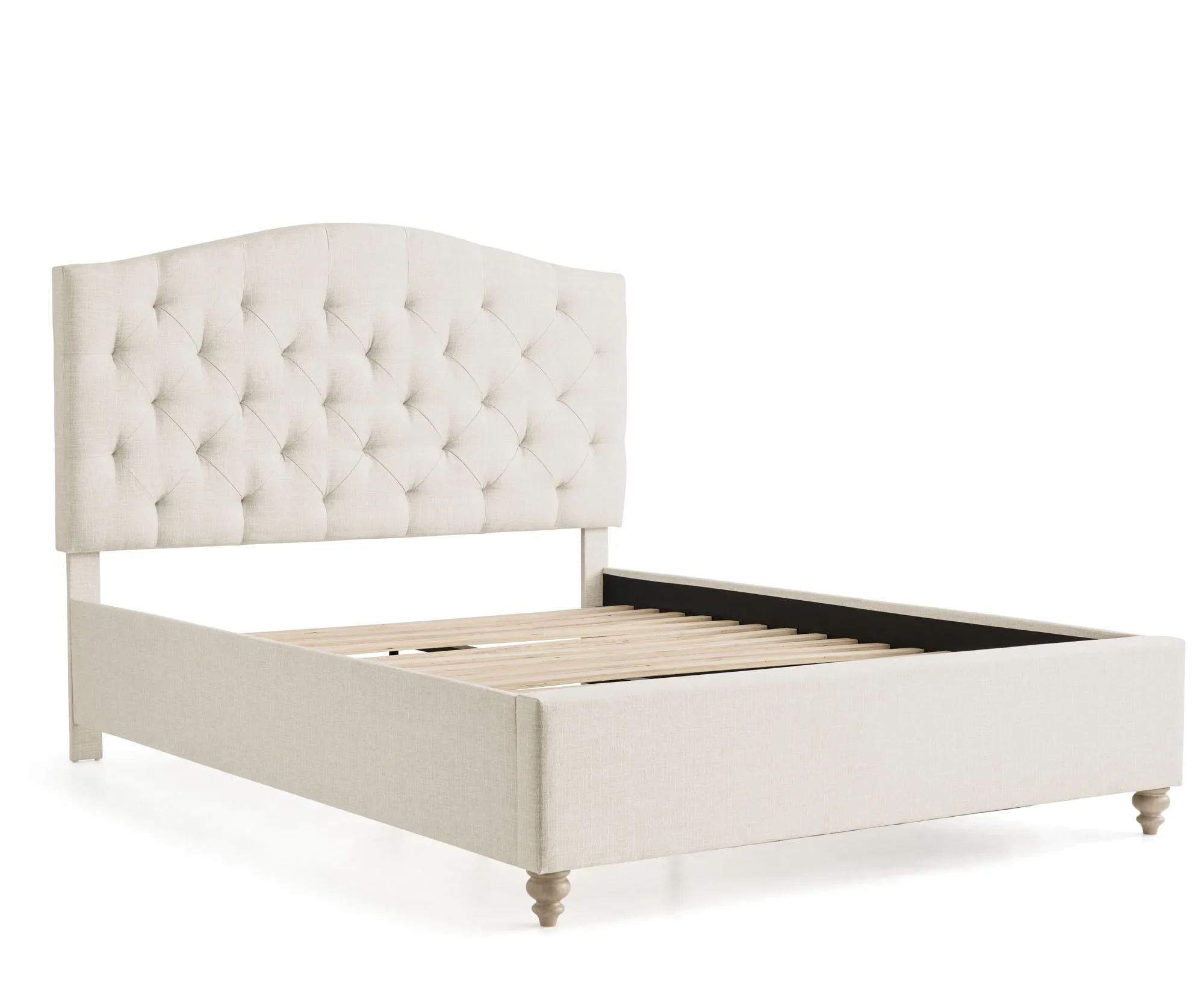 My Texas House Anna Upholstered Diamond Tufted Platform Bed, Queen, Oat