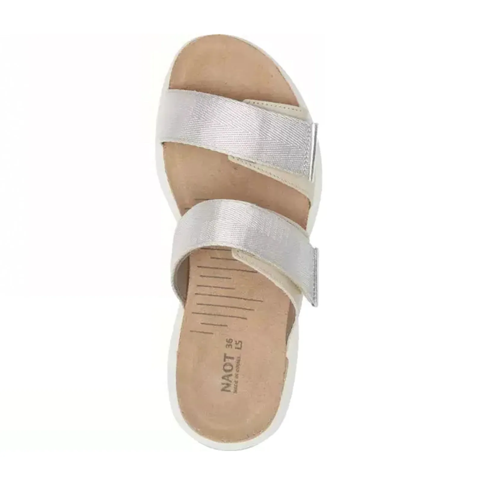 Naot Calliope Slide Sandal (Women) - Soft Ivory/Soft Silver/Silver Gray Woven