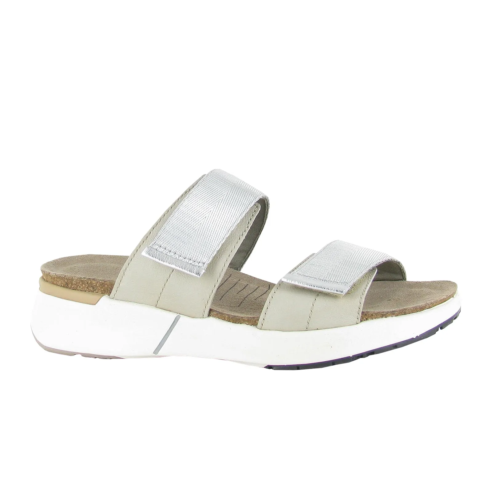 Naot Calliope Slide Sandal (Women) - Soft Ivory/Soft Silver/Silver Gray Woven