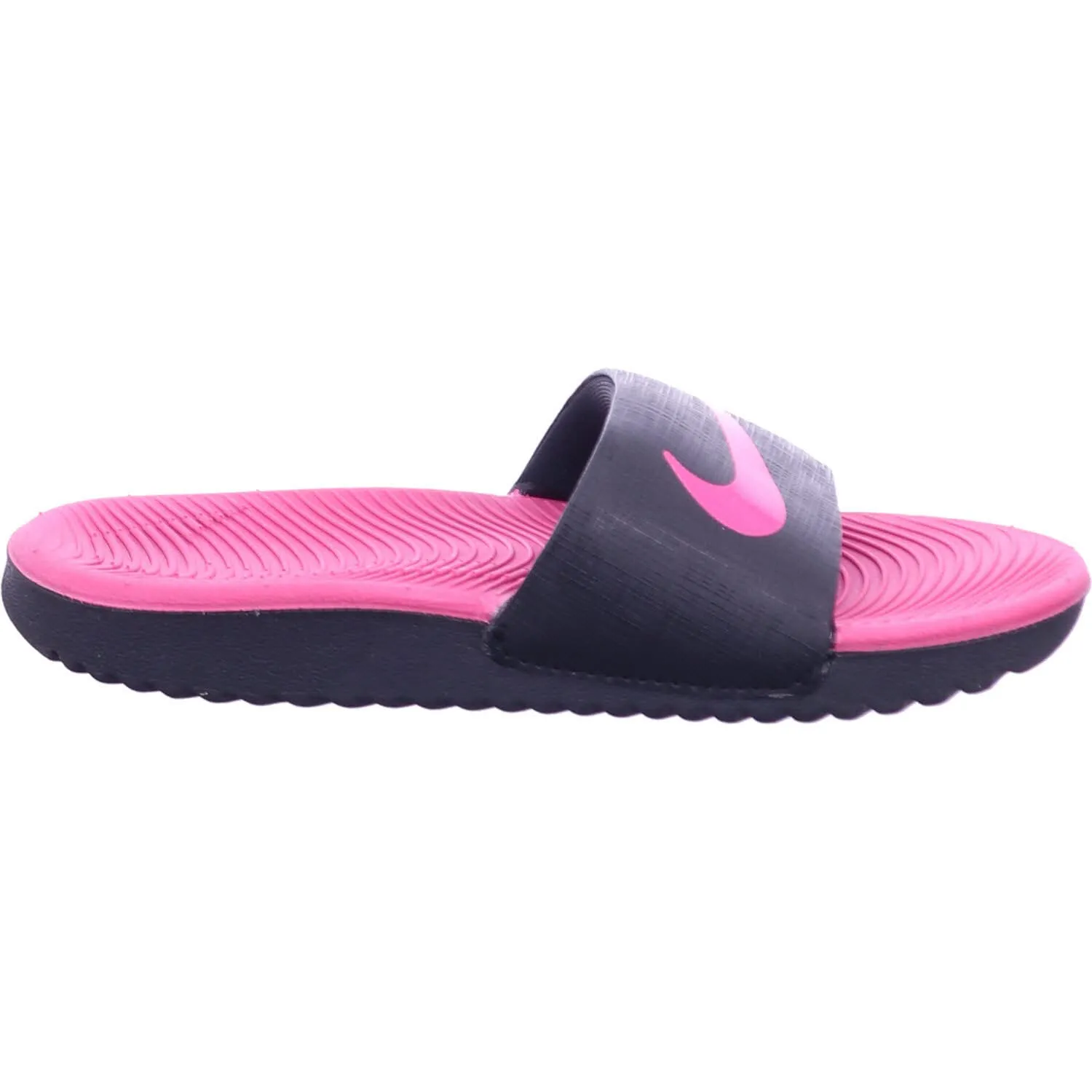 Nike Kawa Kids' Slides (6Y, Black/Vivid Pink, numeric_6)