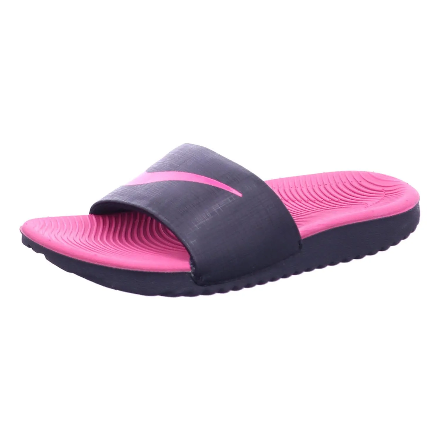 Nike Kawa Kids' Slides (6Y, Black/Vivid Pink, numeric_6)