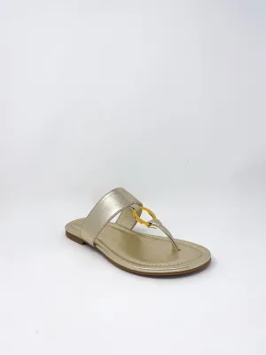Olivia Leather Thong Sandal in Light Gold