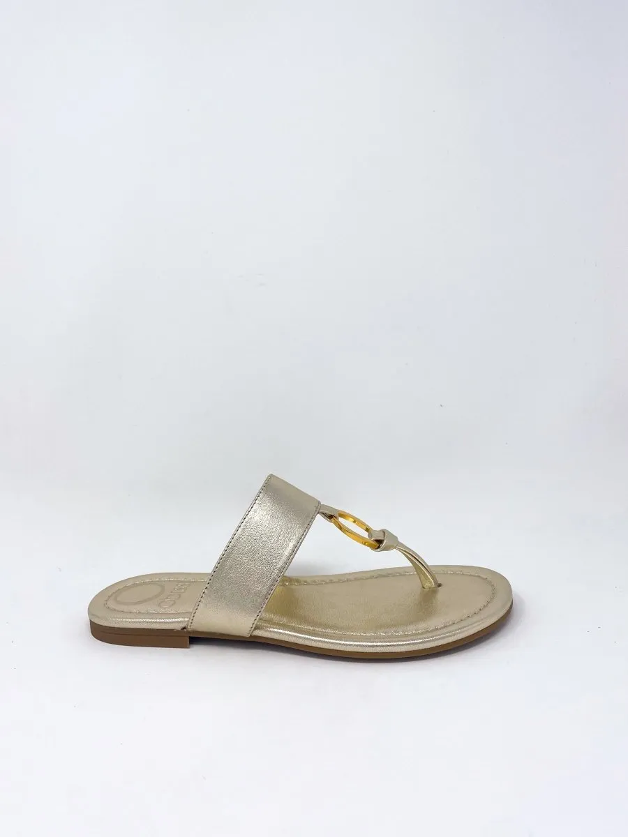 Olivia Leather Thong Sandal in Light Gold