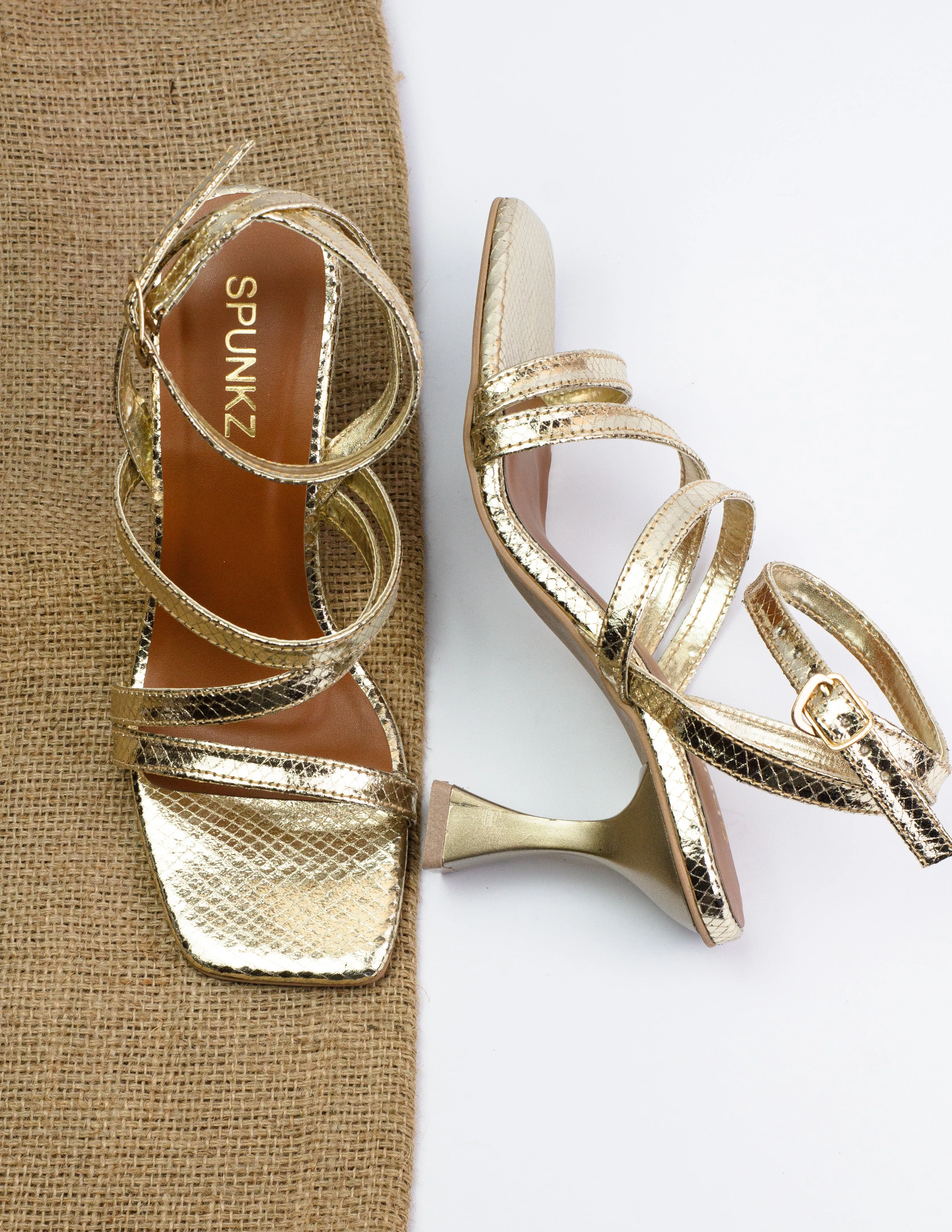 Orla Metallic Gold Leather Heeled Sandals-11053