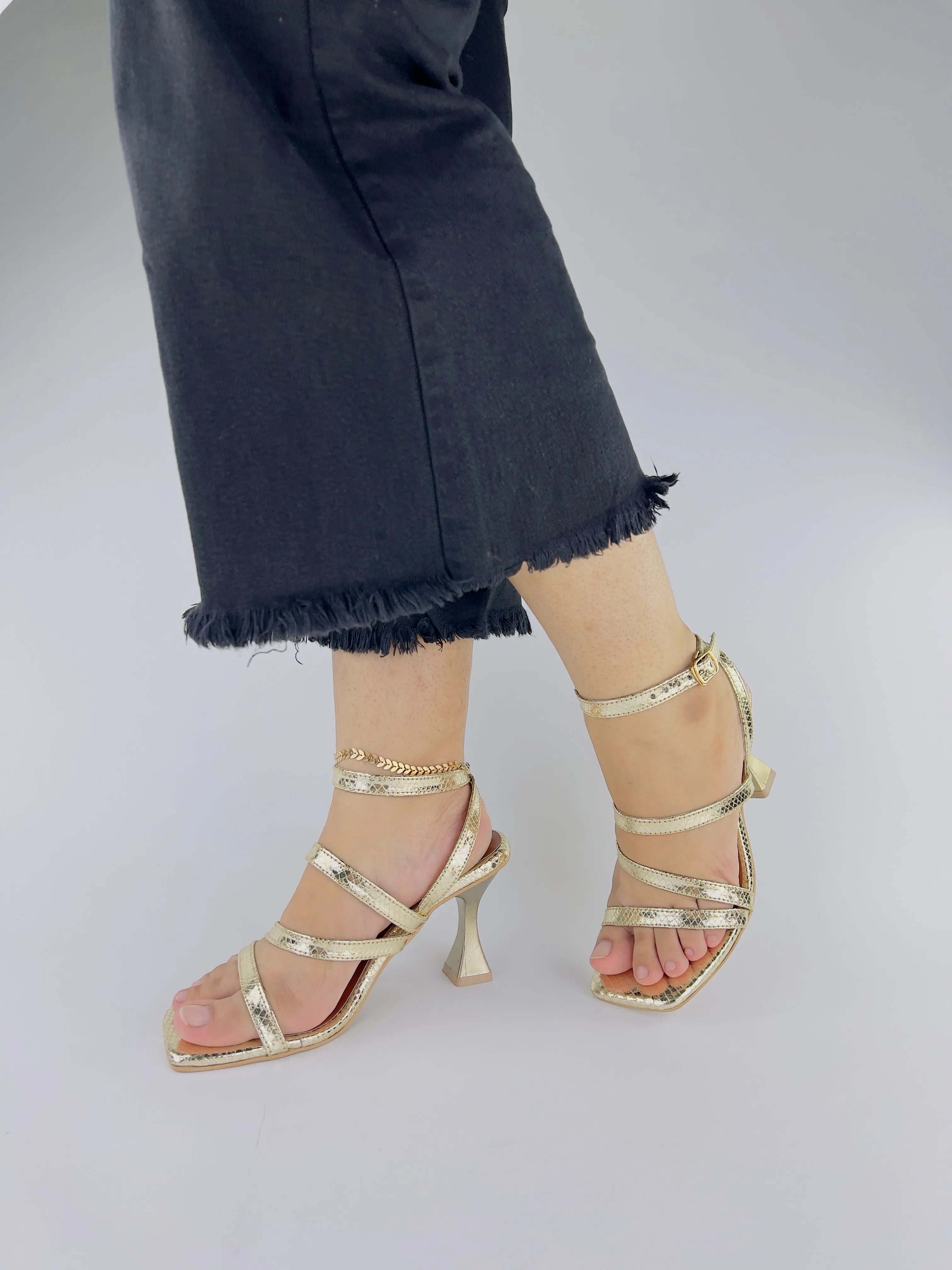 Orla Metallic Gold Leather Heeled Sandals-11053