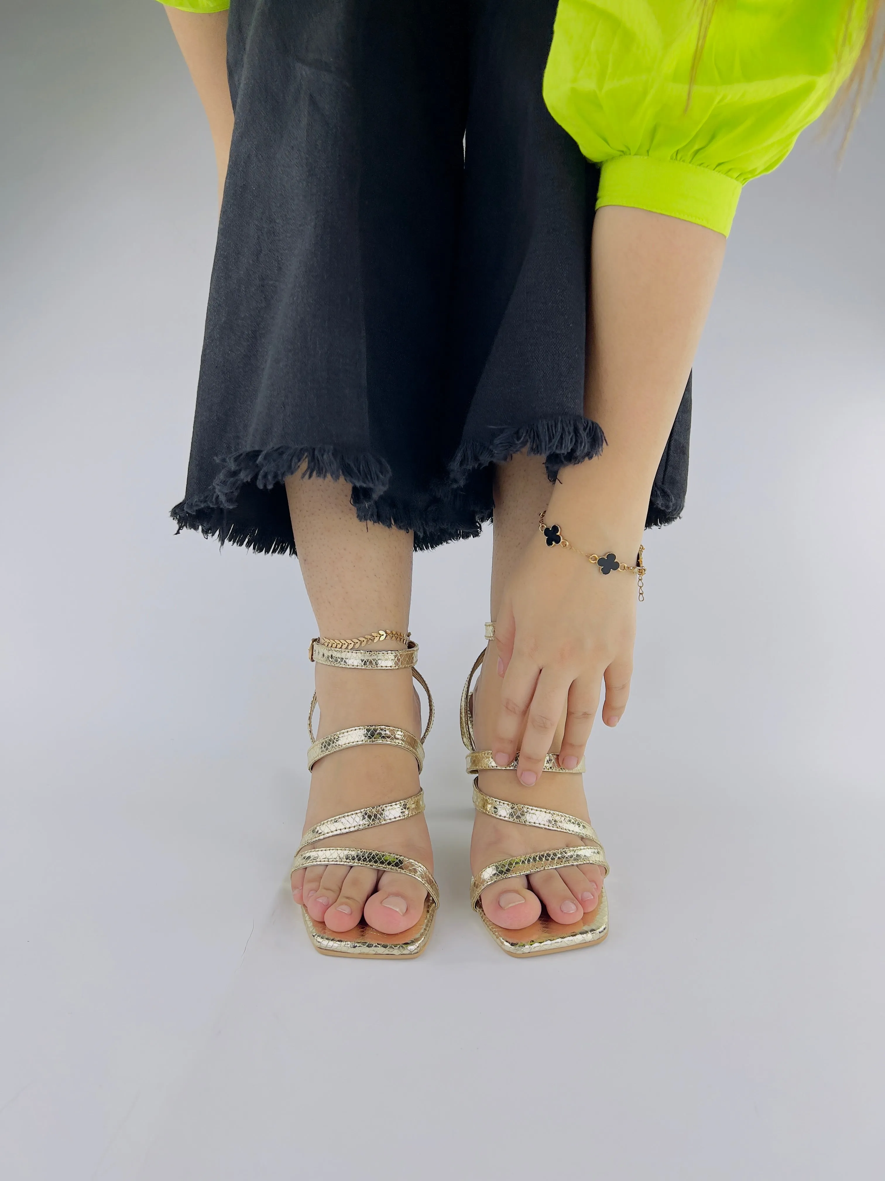 Orla Metallic Gold Leather Heeled Sandals-11053