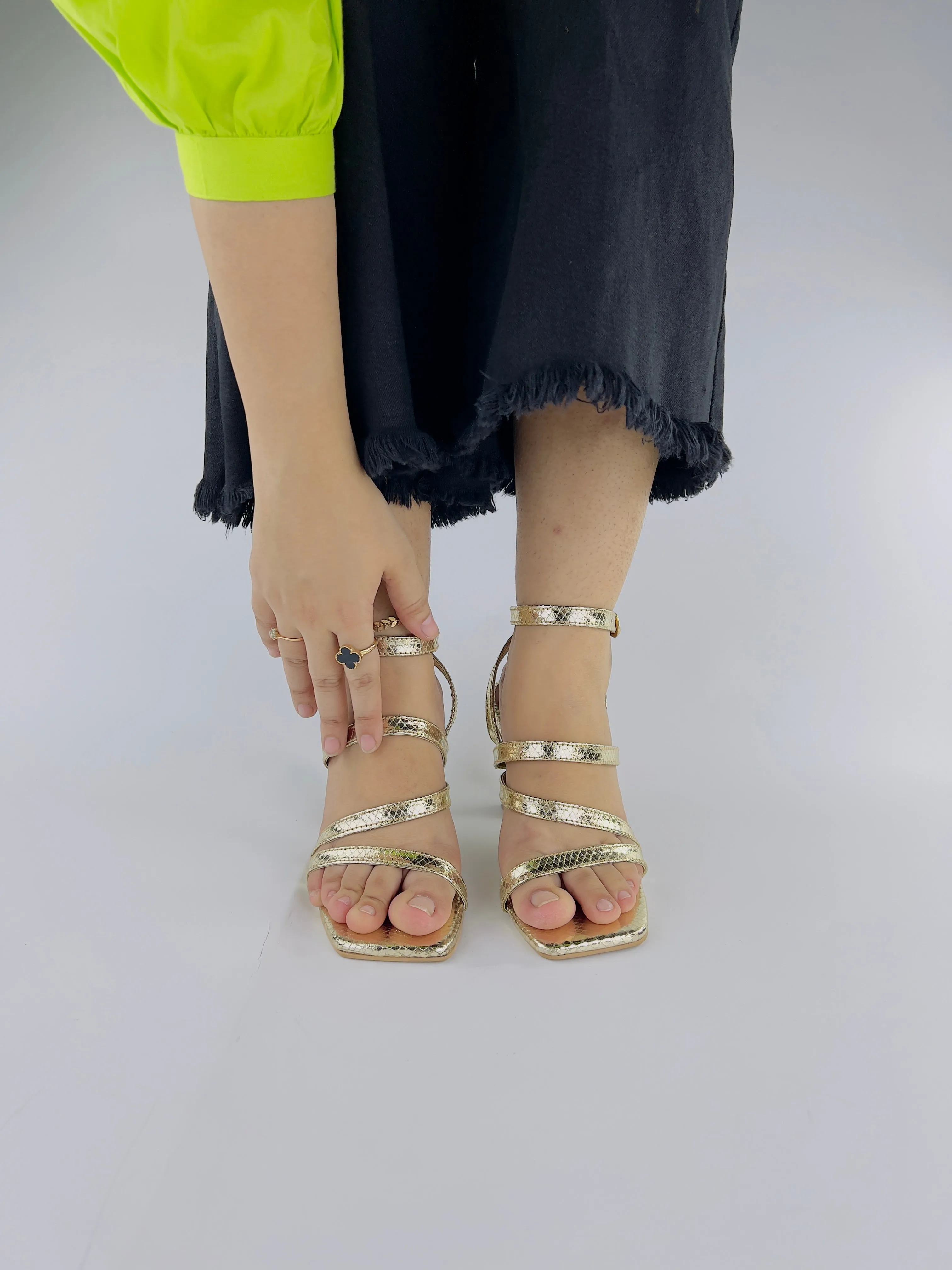 Orla Metallic Gold Leather Heeled Sandals-11053