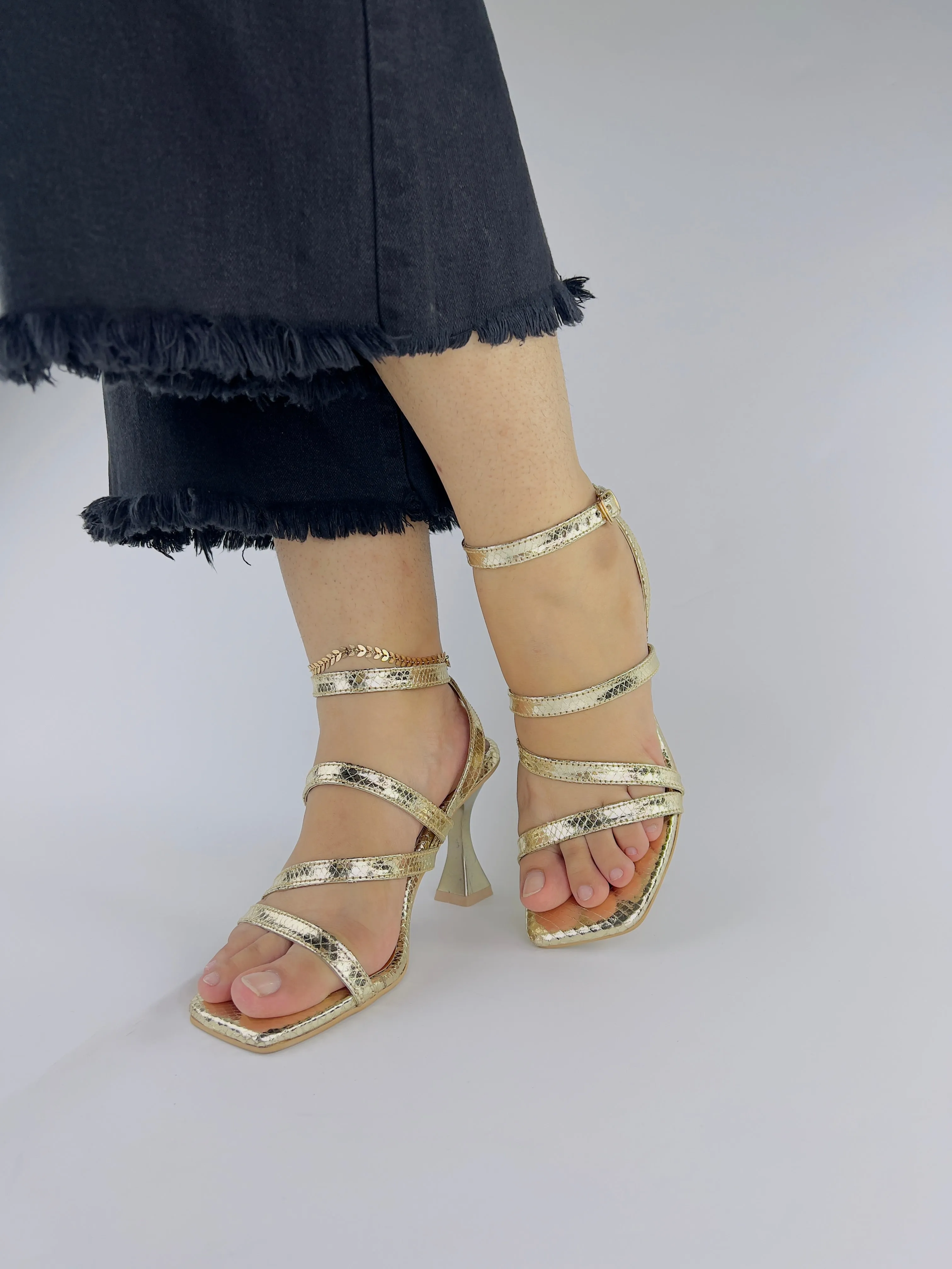 Orla Metallic Gold Leather Heeled Sandals-11053