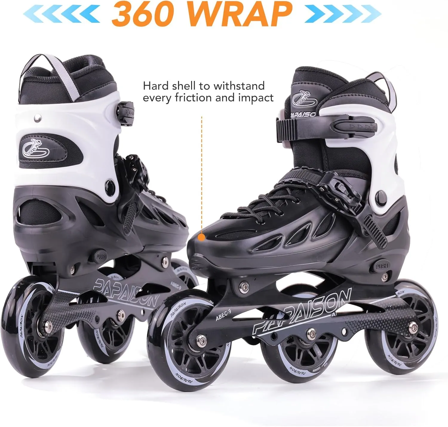 PAPAISON Adult Adjustable Inline Skates for Men Women with 3 100mm Wheels, Outdoor Blades Female Male Fitness Speed Racing Skates, Roller Skates for Teens Boys Girls