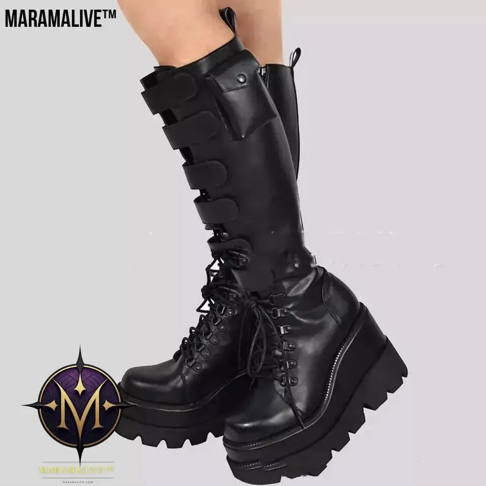 Platform Shoes Boots Women Winter Shoes Genuine Leather