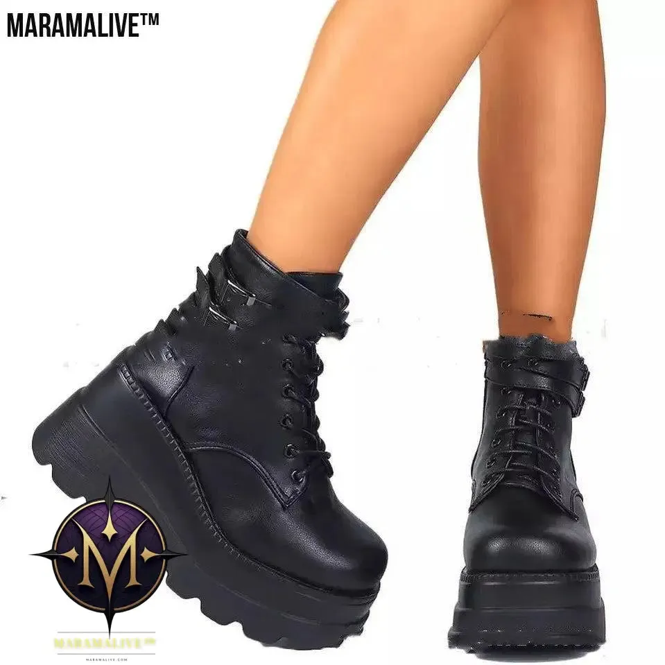 Platform Shoes Boots Women Winter Shoes Genuine Leather