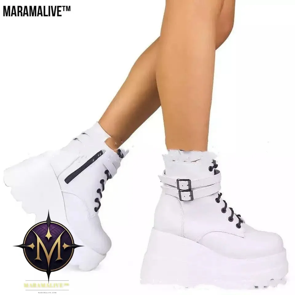 Platform Shoes Boots Women Winter Shoes Genuine Leather