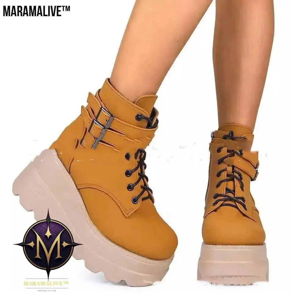 Platform Shoes Boots Women Winter Shoes Genuine Leather