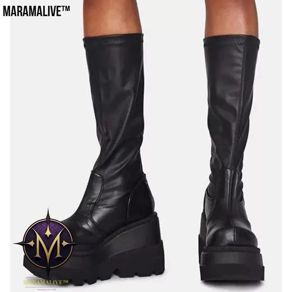 Platform Shoes Boots Women Winter Shoes Genuine Leather