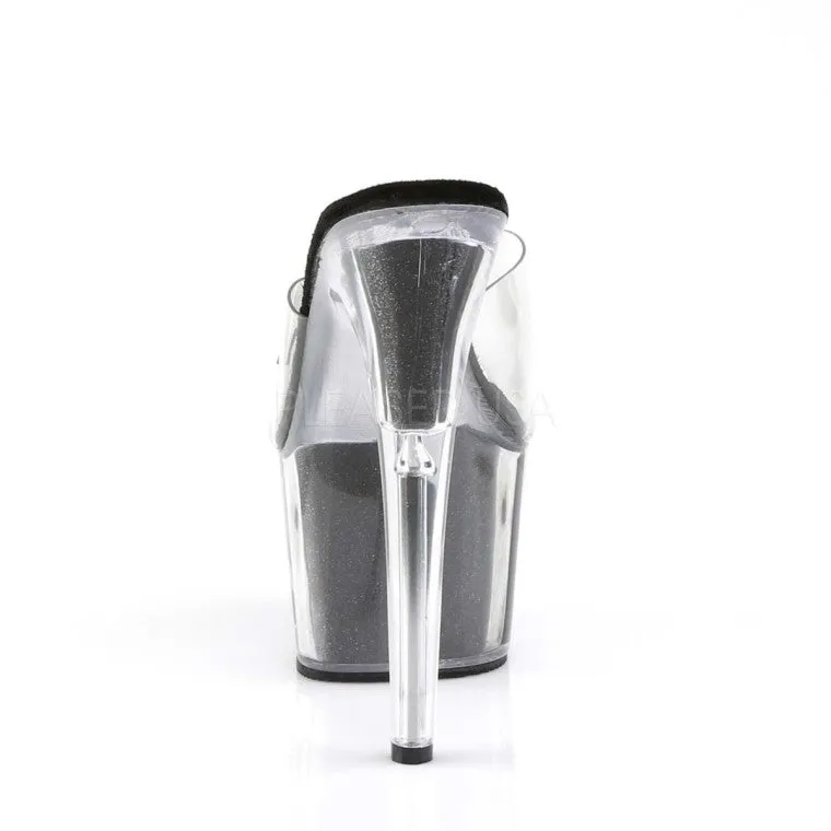 Pleaser Adore-701-4-Clear/Black-Size 8-Clearance