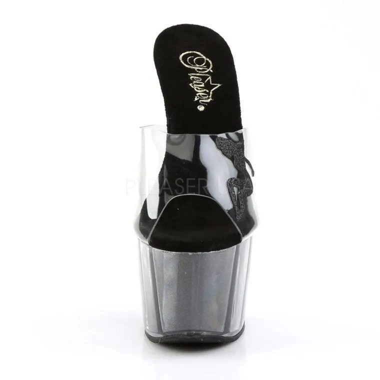 Pleaser Adore-701-4-Clear/Black-Size 8-Clearance