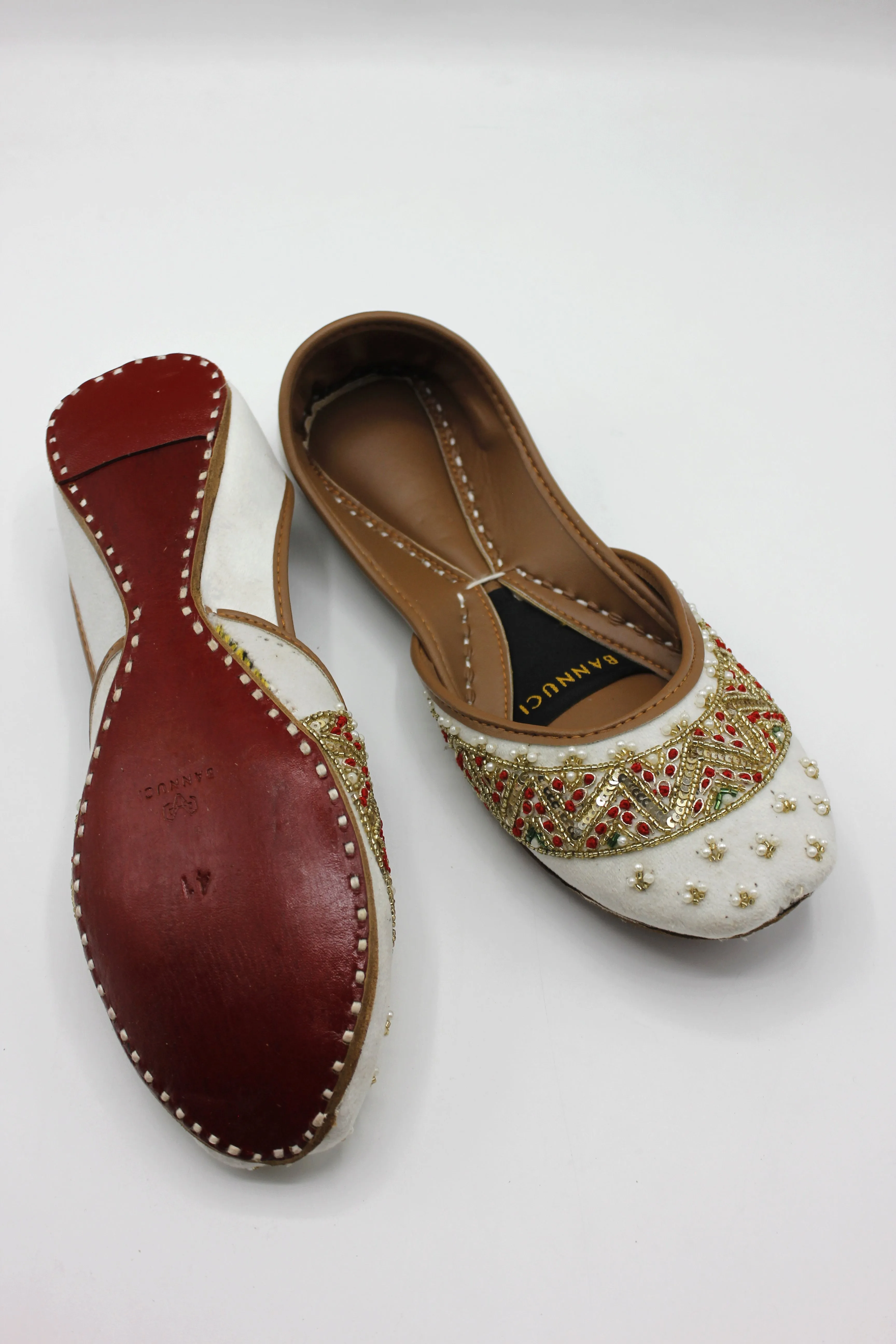 Premium Quality Off White Pearl Embellished Khussas