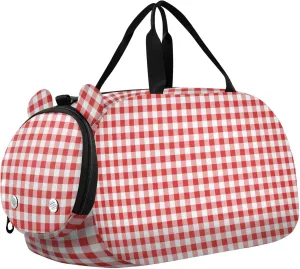 Red Plaid Kids Cute Gym Bag with Shoes Compartment Lightweight Sport Gym Tote Bags for Travel, Sports, Duffel, Weekender