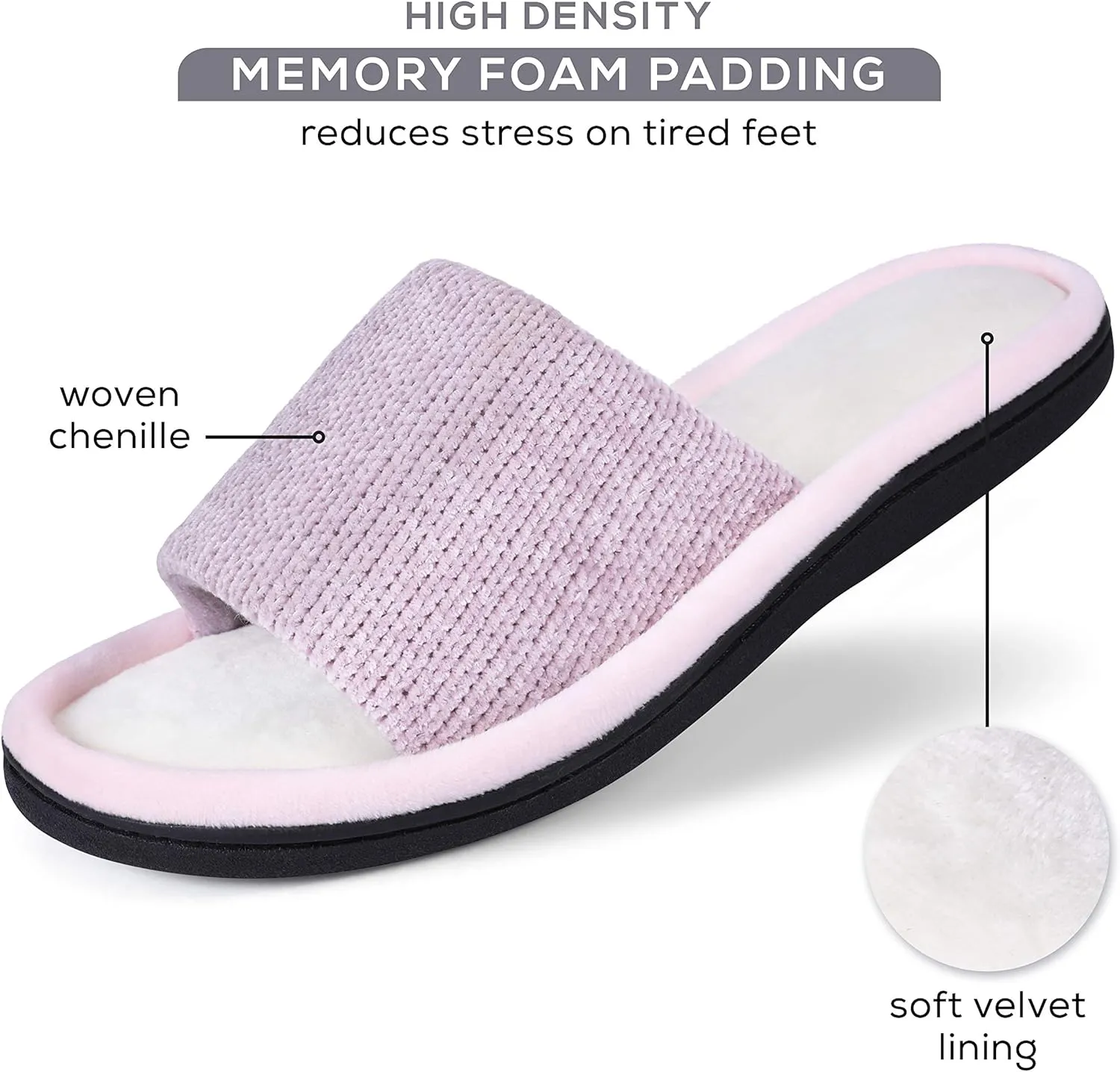 Roxoni Women Slippers Soft Open Toe Slide, Indoor Outdoor Rubber Sole