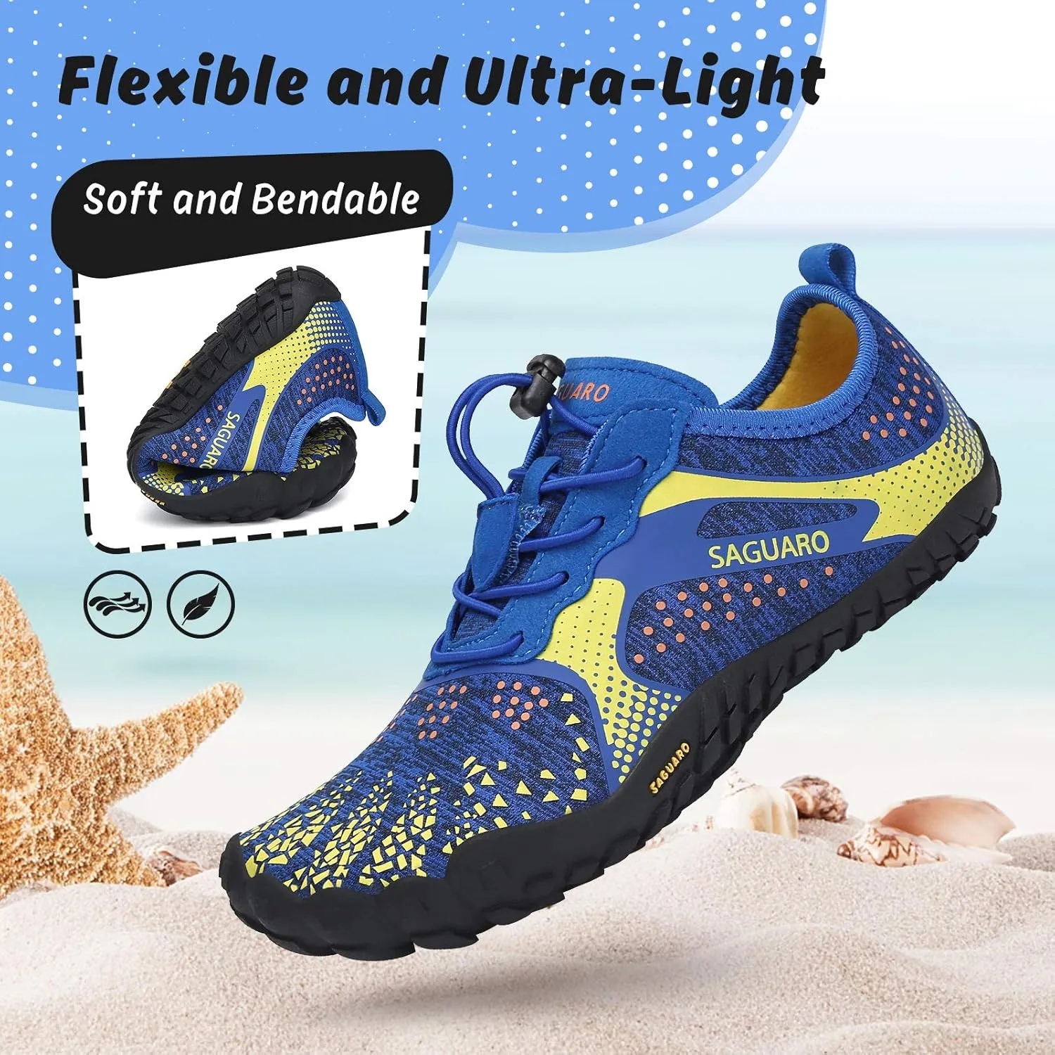 SAGUARO Kids' Barefoot Shoes Boys Girls Quick Dry Aqua Athletic Sneakers Lightweight Sport Footwear Toddler Water Shoes