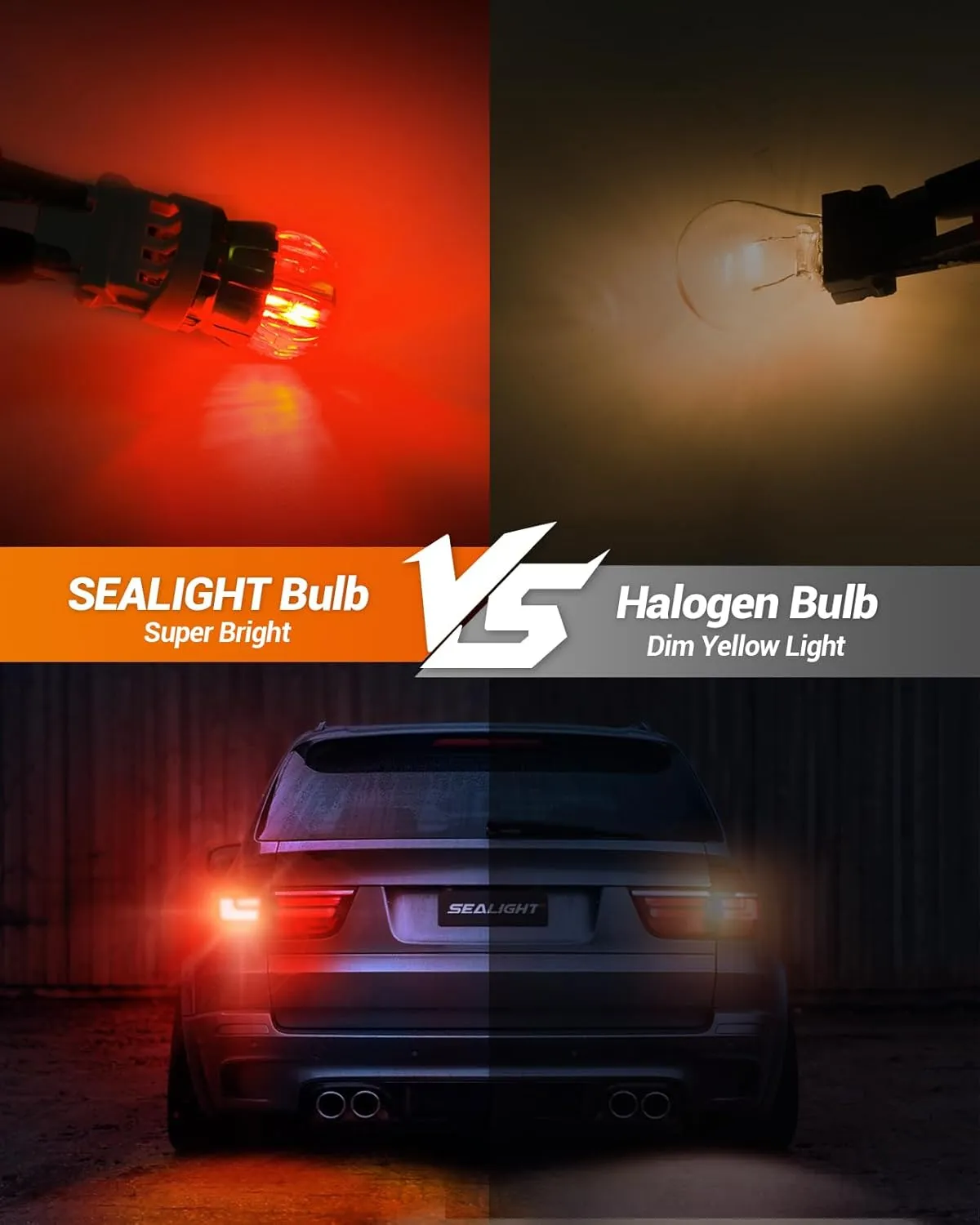 SEALIGHT 3156 3157 LED Bulb Red Brake Lights, 3056 3057 4057 4157 T25 Bulbs 360° Super Bright 3020SMD with HD Projector 3000 Lumens for Tail Stop Brake Signal Parking Lights, Pack of 2