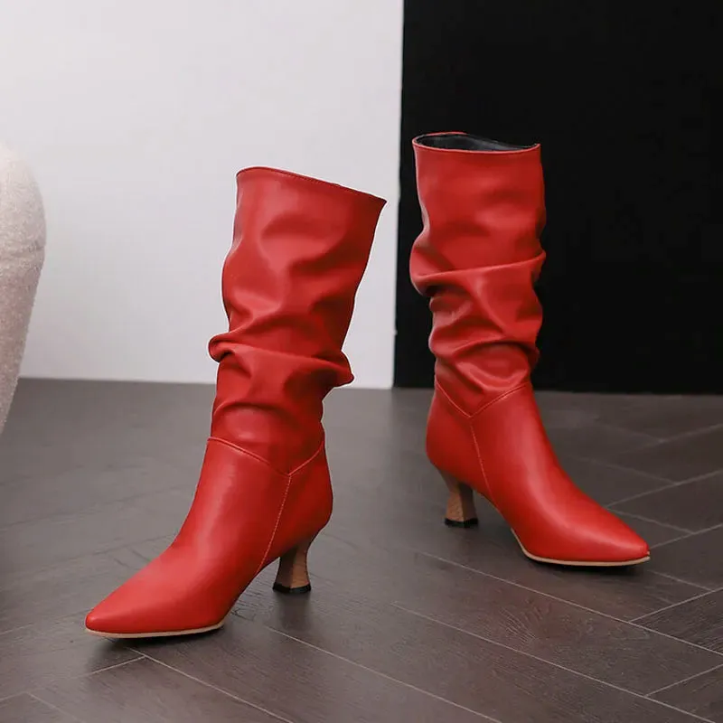 Serene Chic Mid-Calf Heel Boots