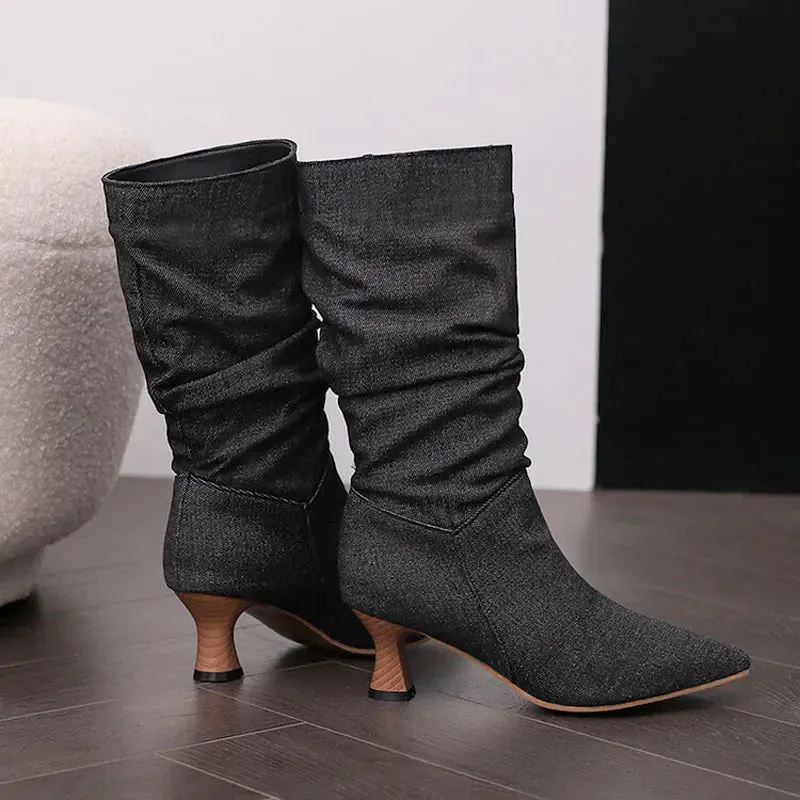 Serene Chic Mid-Calf Heel Boots
