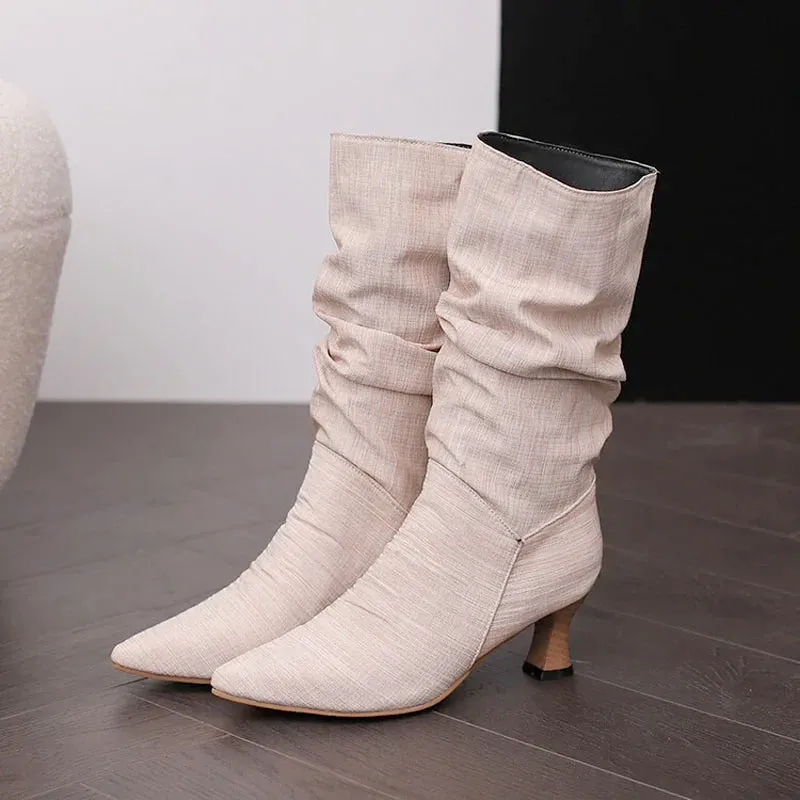 Serene Chic Mid-Calf Heel Boots
